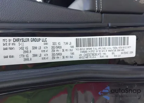 2011 Dodge Durango Citadel z USA, uszkodzony, nr VIN 1D4SE5GT9BC661473